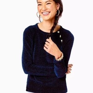 Lilly Pulitzer LOW TIDE NAVY PIPPA sweater size M NWT